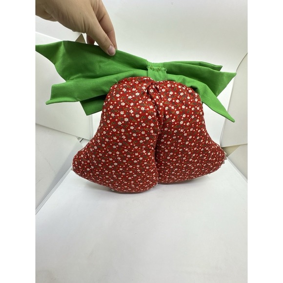 Vintage Handmade Plush Cloth Christmas Bells Bow Holiday Decorations - Picture 11 of 11